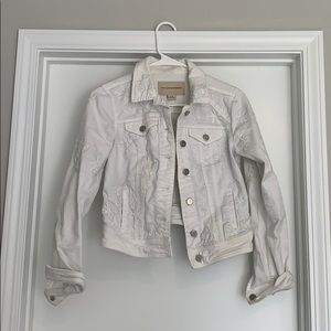 White embroidered denim jack- Anthropologie